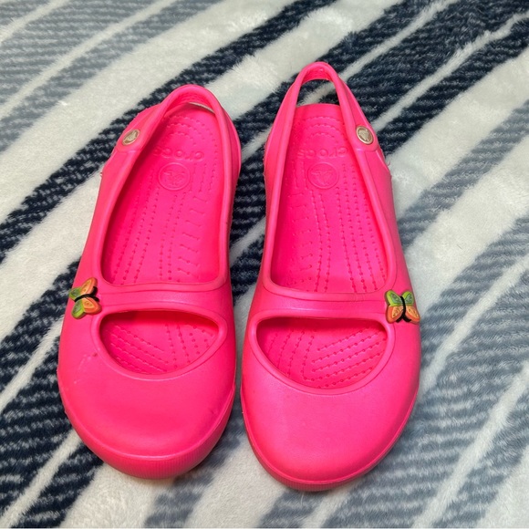 CROCS Bright Pink SKYLAR PRIMA NANOOK BALLET Slip On Mary Jane Shoes Size 4 - Picture 2 of 15